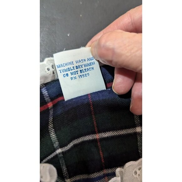 Vintage Carols Plaid Nightgown With Lace Trim & Buttons size L Blue green - Picture 5 of 7